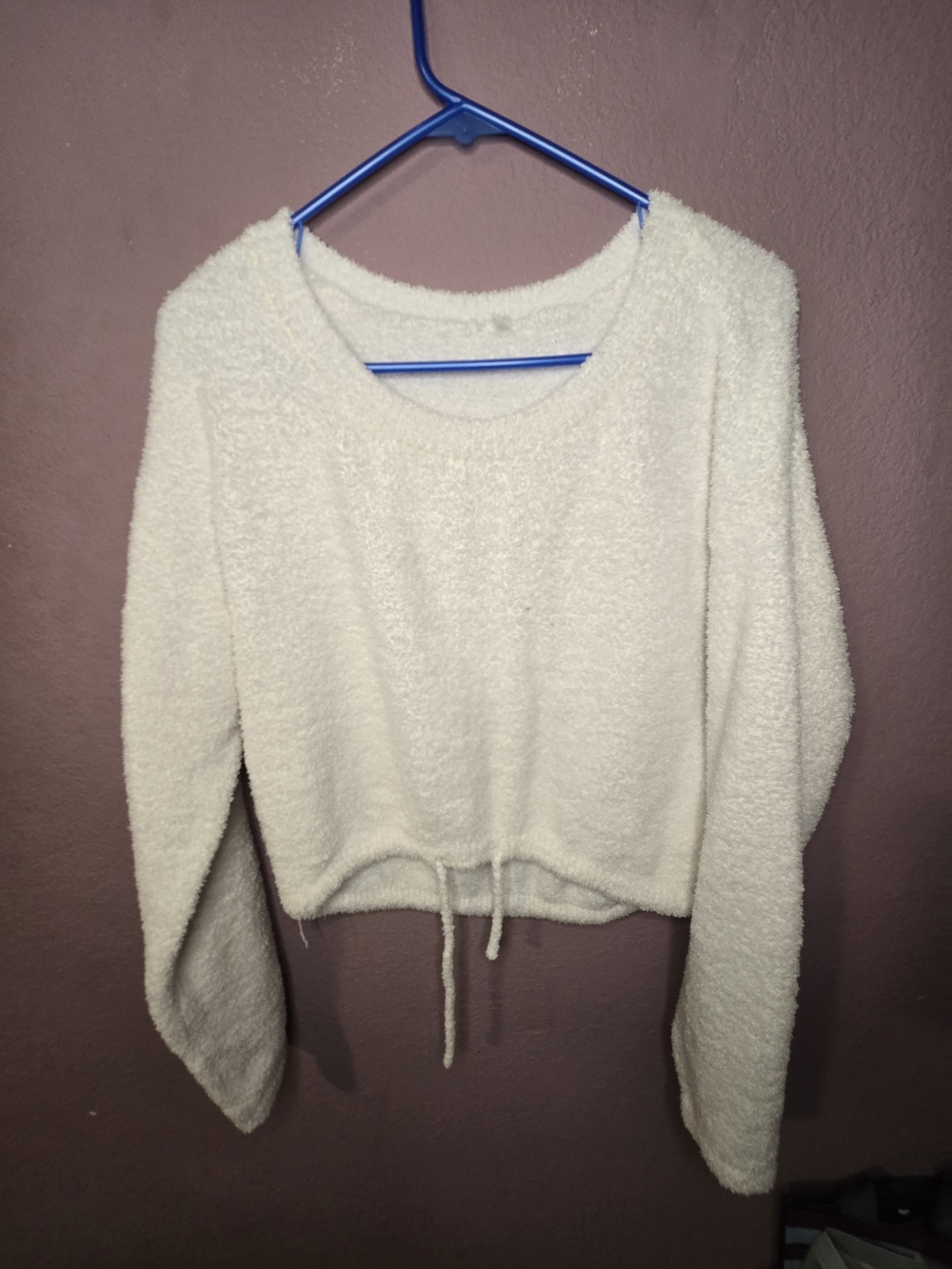 P'tula Cream Plush Cropped Crewneck Sweater